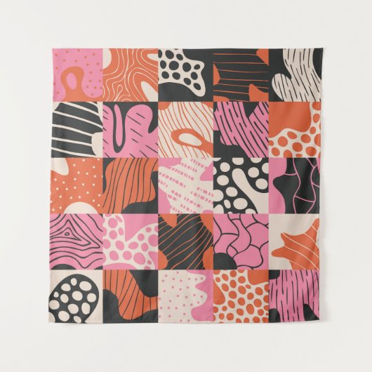 Doodle Cells: Geometrisches Musterdesign. Wandteppich (Vorderseite)