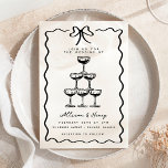 Doodle Champagne Tower Whimsical Bow Wedding Einladung<br><div class="desc">Feiern Sie Ihren großen Tag mit einer Touch verspielter Eleganz mit diesem Doodle Champagne Tower Wedding Invitation! Mit handgezeichnet Doodles eines kaskadenförmigen Champagnerturms, überragt mit einem whimsical-bow, bringt dieses charmante Design Ihrem Hochzeitsfest einen unterhaltsamen und dennoch raffinierten Flair. Die hellen Doodles und die eleganten Details sorgen für eine gelungene Mischung...</div>