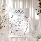 Doodle Champagne Whimsical Bow Wedding Acrylschild