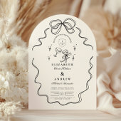 Doodle Champagne Whimsical Bow Wedding Einladung