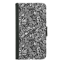 Doodle-Chaos – Schwarz-Weiß Galaxy S5 Wallet-Hülle