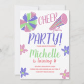 Doodle Cheer Party Cheerleading Birthday Einladung (Vorderseite)