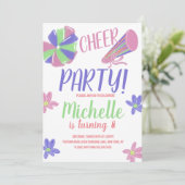 Doodle Cheer Party Cheerleading Birthday Einladung (Stehend Vorderseite)