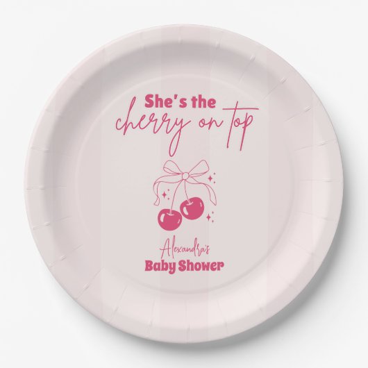 Doodle Cherry auf der Babydusche Pappteller (Vorderseite)