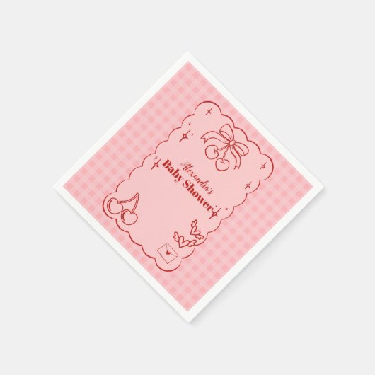 Doodle Cherry Bow Bow Baby Dusche Serviette (Ecke)