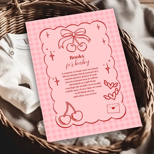Doodle Cherry Bow Bow Baby Showbücher für Baby Begleitkarte