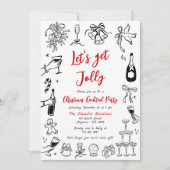 Doodle Christmas Cocktail Party Einladung Quirky (Vorderseite)