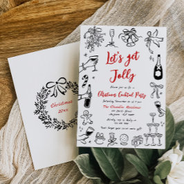 Doodle Christmas Cocktail Party Einladung Quirky