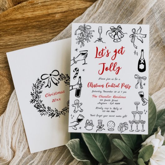 Doodle Christmas Cocktail Party Einladung Quirky