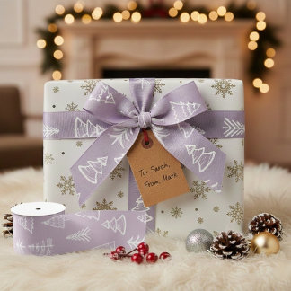 Doodle Christmas Fir-tree Spruce Gift Wrapping  Ripsband