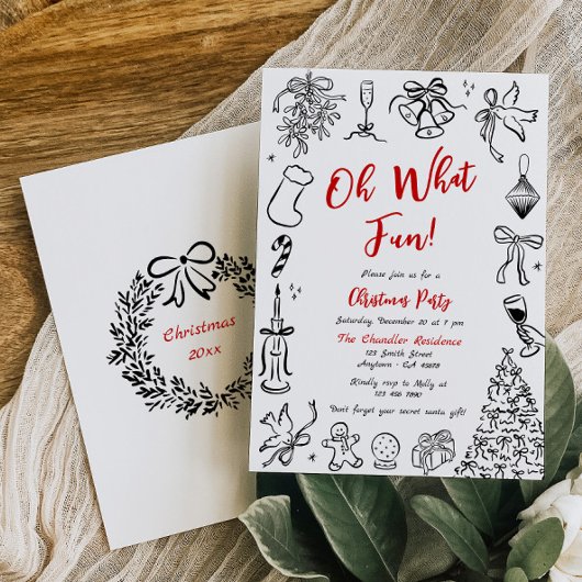 Doodle Christmas Party Einladung Quirky Holiday