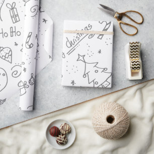 Doodle Christmas Snowman Kontur Kinder Färben Geschenkpapier