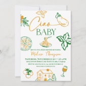 Doodle Ciao Baby Pasta & Pizza Italian Baby Shower Einladung (Vorderseite)