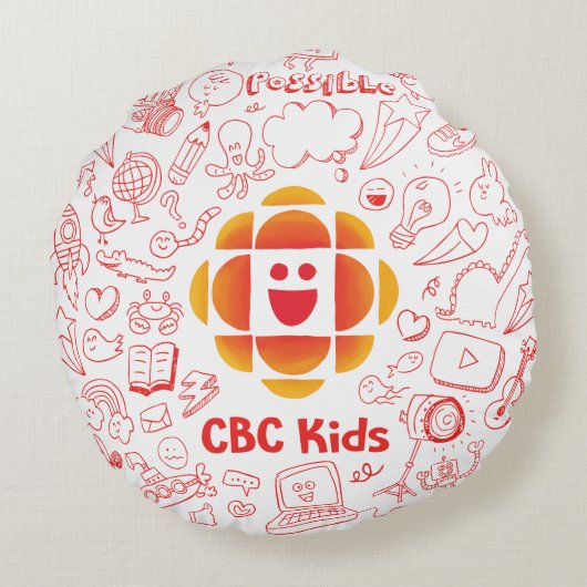 Doodle Cloud Rundes Kissen (Rückseite)