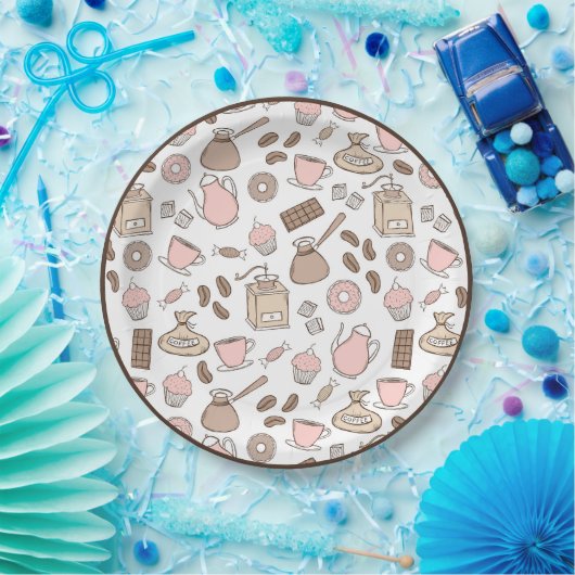 Doodle Coffee Design Paper Plate Pappteller (Party)