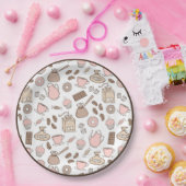 Doodle Coffee Design Paper Plate Pappteller (Party)