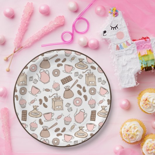 Doodle Coffee Design Paper Plate Pappteller (Party)