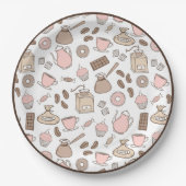 Doodle Coffee Design Paper Plate Pappteller (Vorderseite)