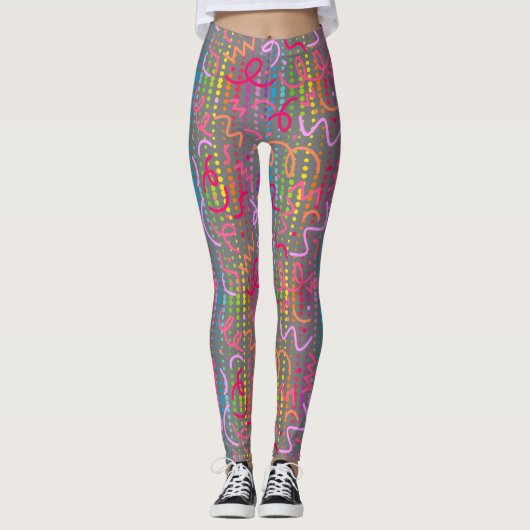 Doodle Color Beads Grau BG Leggings (Vorderseite)