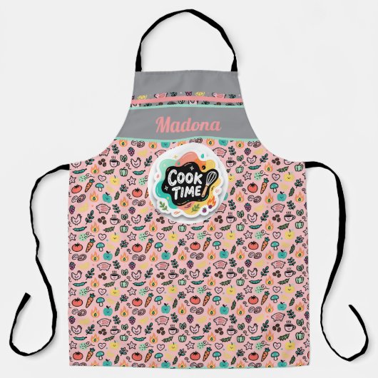 Doodle Cook Time Whisk Pastel Sticker Schürze (Vorderseite)