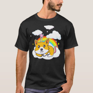 Doodle Corgi Hund Einhorn Corgi Regenbogen T-Shirt