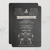 Doodle Couple auf Blackboard Gay Wedding Einladung (Vorne/Hinten)