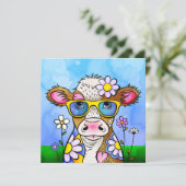 Doodle Cow Portrait Karte (Stehend Vorderseite)
