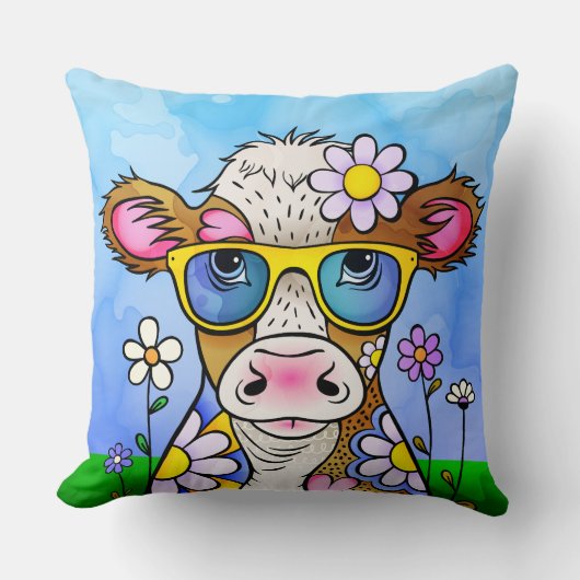 Doodle Cow Portrait Kissen (Vorderseite)