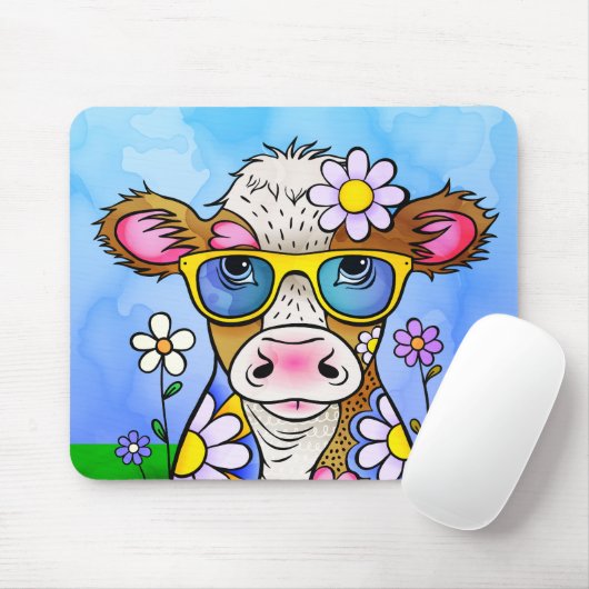 Doodle Cow Portrait Mousepad (Mit Mouse)
