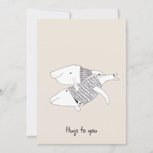 Doodle Cream ermutigt Grußkartenwale zu umarmen Einladung (Vorderseite)