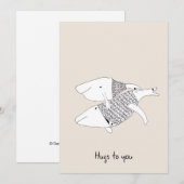 Doodle Cream ermutigt Grußkartenwale zu umarmen Einladung (Vorne/Hinten)