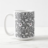 Doodle Cup mit Rotem Herzen - Keith Haring Inspiri Kaffeetasse (Links)