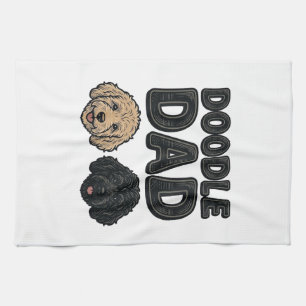 Doodle Dad Vintage Hund Papa Shirt Design_1 Geschirrtuch