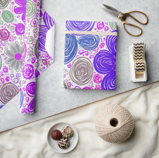 Doodle Daisy Pattern Geschenkpapier (Kunsthandwerk)