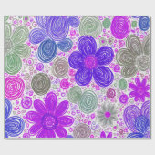 Doodle Daisy Pattern Geschenkpapier (Flach)