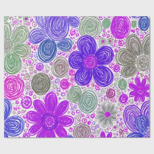Doodle Daisy Pattern Geschenkpapier (Flach)