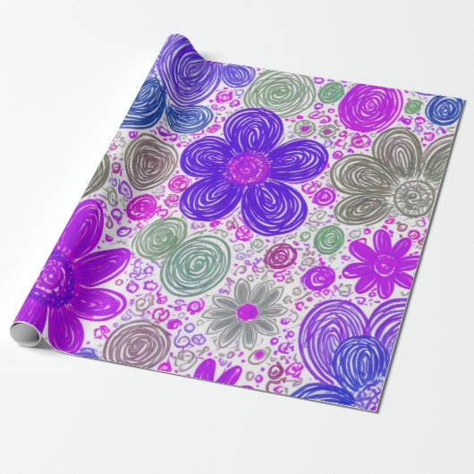 Doodle Daisy Pattern Geschenkpapier (Ungerollt)