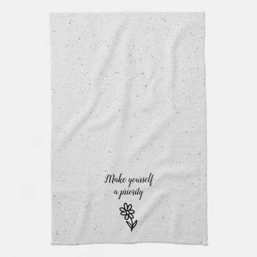 Doodle Daisy und Zitat zu Terrazzo Geschirrtuch (Vertikal)