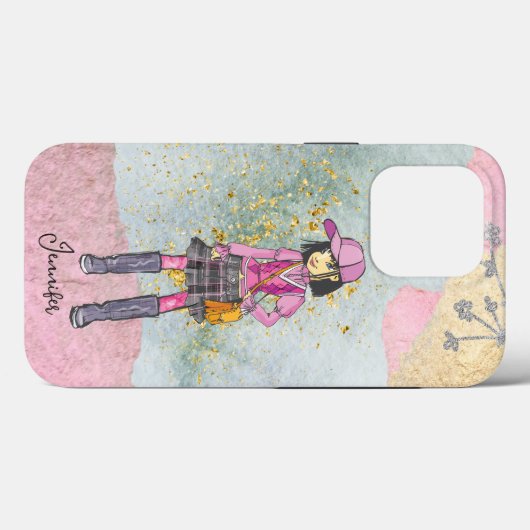 Doodle Dark Hair modischer Mädchenname Case-Mate iPhone Hülle (Rückseite (Horizontal))