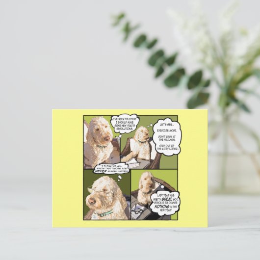 Doodle Days Comic Neujahr Postkarte (Stehend Vorderseite)