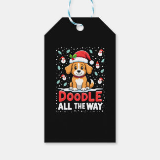 Doodle den ganzen Weg lustige Goldendoodle-Santa-M Geschenkanhänger