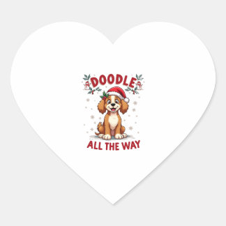 Doodle den ganzen Weg lustige Goldendoodle Weihnac Herz-Aufkleber