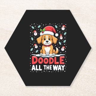 Doodle den ganzen Weg lustige Goldendoodle Weihnac Untersetzer