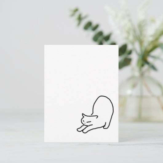 Doodle der Katze auf der blauen Postkarte (Stehend Vorderseite)