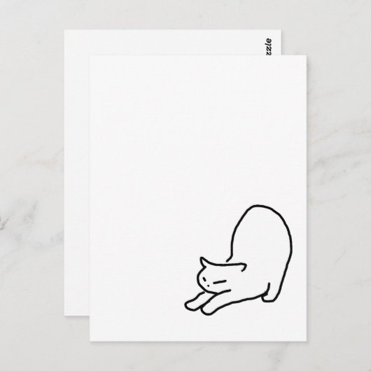 Doodle der Katze auf der blauen Postkarte (Vorne/Hinten)
