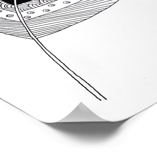 Doodle der schwarz-weißen Feder Poster (Ecke)