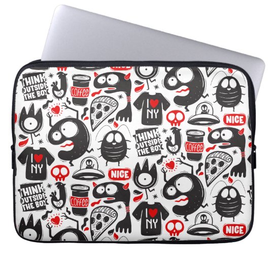 Doodle der Whimsikmonster und Quotes Laptopschutzhülle (Vorderseite)