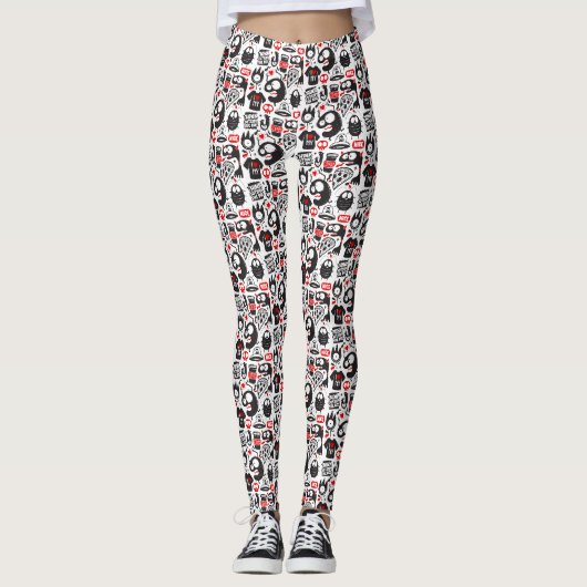 Doodle der Whimsikmonster und Quotes Leggings (Vorderseite)
