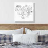 Doodle des bloralen Herzens 6 Leinwanddruck (Insitu (Schlafzimmer))