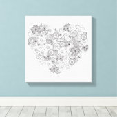 Doodle des bloralen Herzens 6 Leinwanddruck (Insitu (Holzboden))